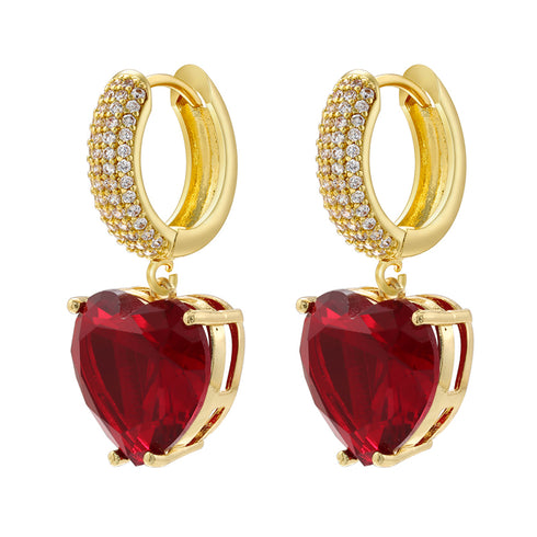 Elegant simple style heart shape 18k drop earrings