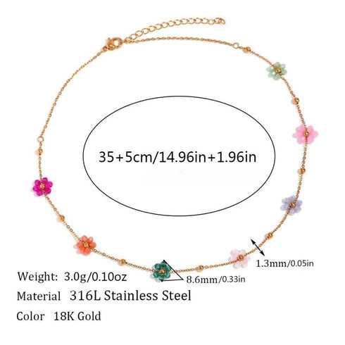 Flower stainless steel plating 18k gold plated necklace