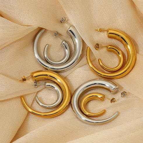 Classic style c shape polishing ear studs