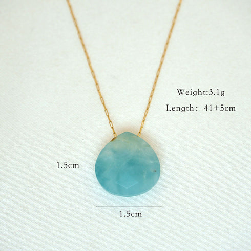 Natural stone titanium steel plating women's pendant necklace