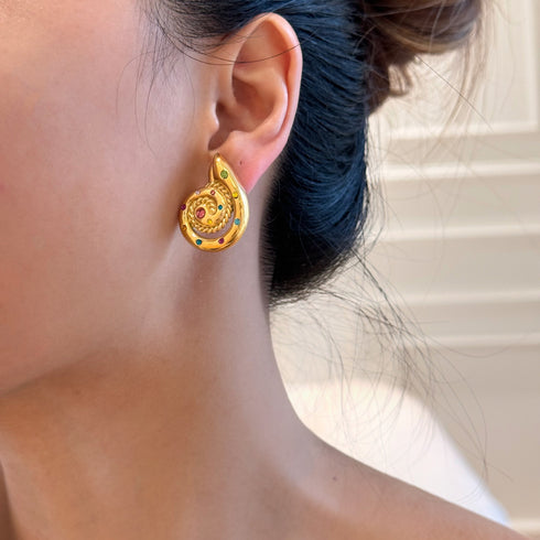 Shell design 18K Gold Plated Ear Studs