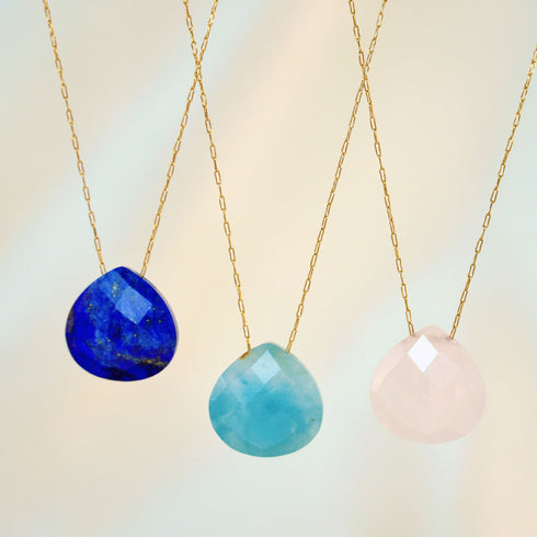 Natural stone titanium steel plating women's pendant necklace