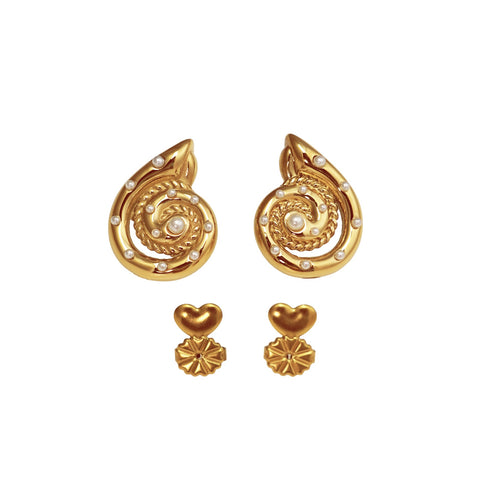 Shell design 18K Gold Plated Ear Studs