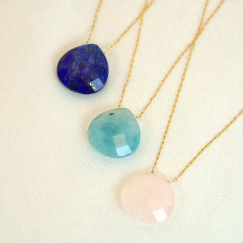 Natural stone titanium steel plating women's pendant necklace