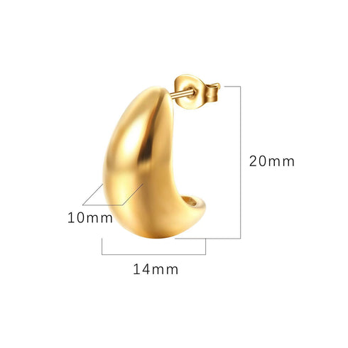 Semicircle plating stainless steel 18k gold plated ear studs