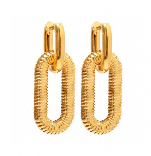 Casual commute oval plating stainless steel gold plated drop earrings