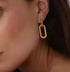 Casual commute oval plating stainless steel gold plated drop earrings