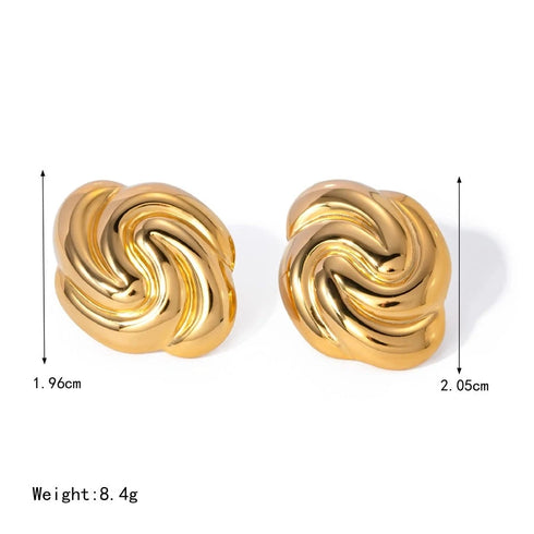 Spiral Plating 304 Stainless Steel 18K Gold Plated Ear Studs
