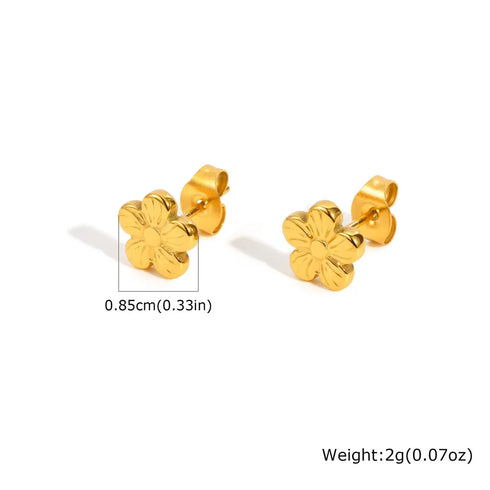 Sweet Miniature Stainless Steel Flower Earrings For Girls 18K Gold Plated Geometric Pattern Vacuum Electroplating Casual Style