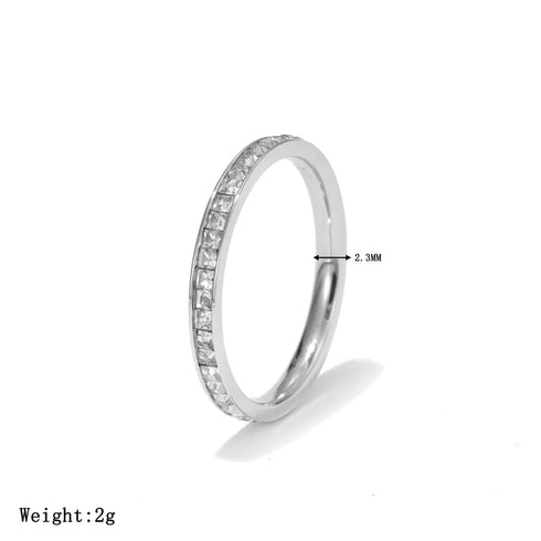 Hot-Selling Accessories Stainless Steel Creative Square T-Shaped Full Circle Band Ring Wedding Ring Full Diamond Star Silver Ring for Women