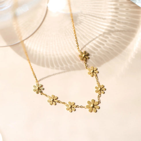 Stainless Steel 18K Gold Plated Sweet Simple Style Plating Inlay Daisy Shell
