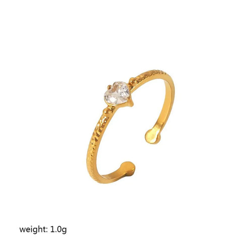 Elegant Stainless Steel Ring With Diamond And Zircon For Women Non-Fading Luxury Style Geometric Pattern Gold Plated Craft