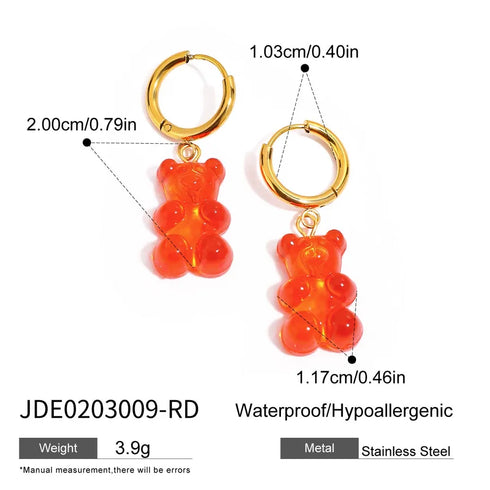 PVD Coated Real Gold Plated Cherry Bear Heart Shape 316 Stainless Steel Acrylic IG Style Casual Cute Waterproof Non Tarnish Earrings Necklace