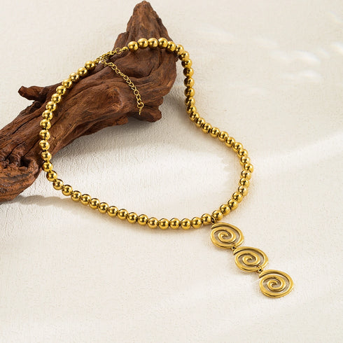 Solid color 18k gold plated beaded necklaces