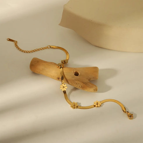 Classic Style Flower 304 Stainless Steel Anklet