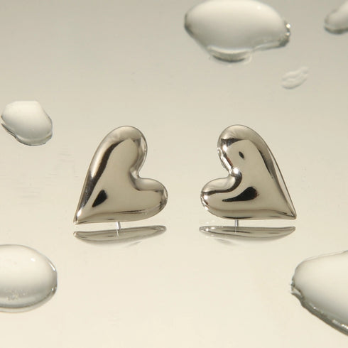 Heart Shape Stainless Steel 14K Gold Studs
