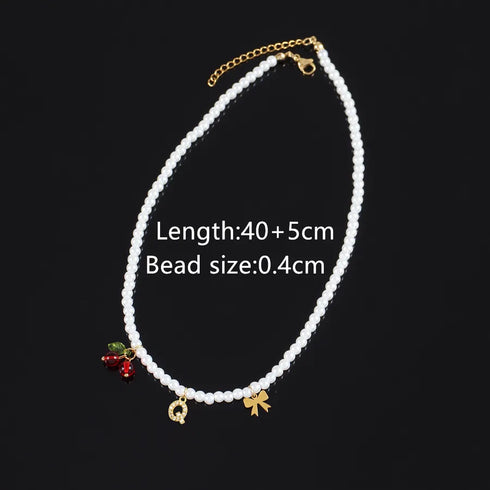 Elegant Classic Style Letter Cherry Artificial Pearl Necklaces Wholesale