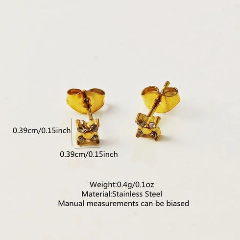 Exquisite and Compact Micro-inlaid Design Flower-shaped Earrings Suitable for Women's Daily Wear or Shopping, Made of 304 Stainless Steel