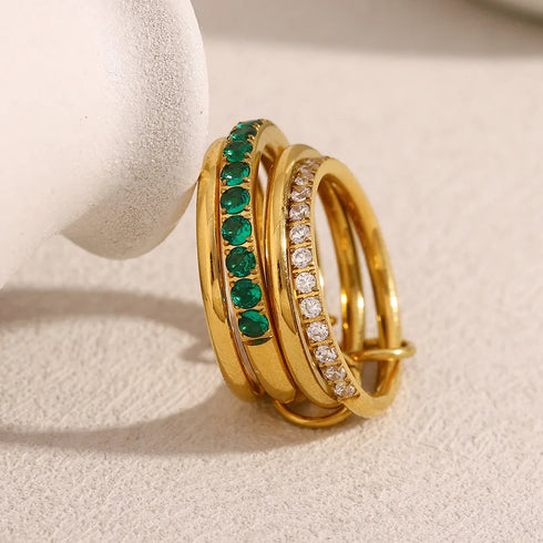 PVD Coated Real Gold Plated Geometric 304 Stainless Steel Elegant Lady Waterproof Non Tarnish Rings