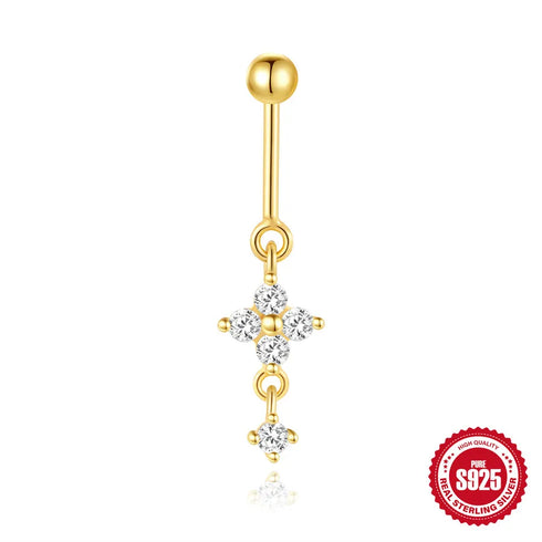 S925 Sterling Silver Love Moon Diamond Flower Vertical Bead Puncture Thread Ear Nail Hot Ear Jewelry