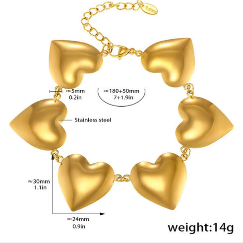 Heart Shape Stainless Steel 18K Gold Plated cute girls