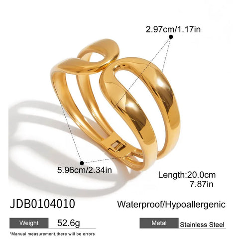 PVD Coated Real Gold Plated Geometric 316 Stainless Steel Modern Style Waterproof Non Tarnish Rings Bracelets Necklace
