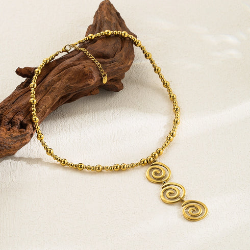 Solid color 18k gold plated beaded necklaces