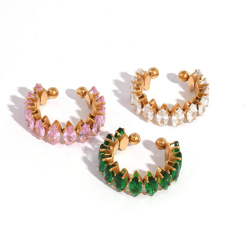 304 Stainless Steel 18K Gold Plated Women Luxury Zircon Open Stainless Steel Ring, Women Jewelry Accessories, Holiday Gifts