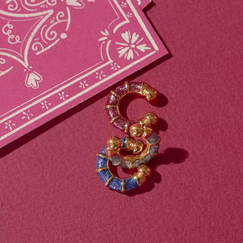 Fashionable Retro Large Hoop Earrings Gold Plated Stainless Steel Jewelry Color Retention Elegant Cute Modern Style Women's Earrings