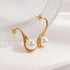 Vintage C-shaped Pearl Earrings Elegant Temperament Water Drop Shape Light Luxury 18K Gold Plated Earrings