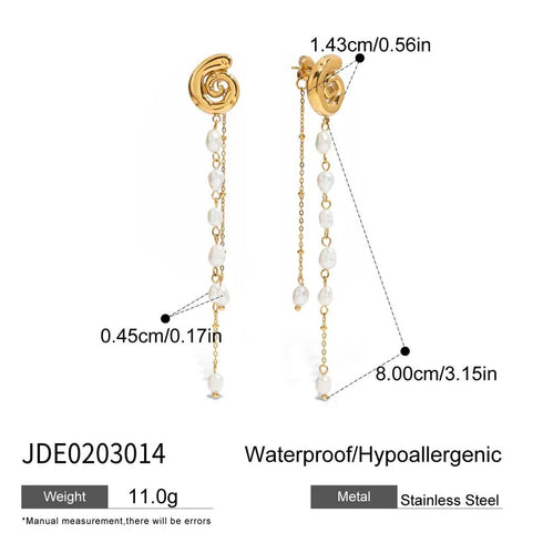 PVD Coated Real Gold Plated Geometric 304 Stainless Steel Elegant Commute Waterproof Non Tarnish Drop Earrings