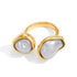 Elegant Pearl Resin Open Ring For Ladies 18K Gold Stainless Steel Baroque Asymmetric Design Vacuum Plated Real Gold