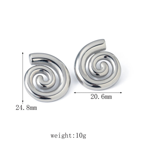 Spiral Stainless Steel 18K Gold Plated Ear Studs
