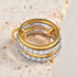 Multi-Layered Diamond Embedded Ring With Golden Circle Buckle Fashionable Style Elegant And Exaggerated Luxury For Women