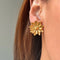 Sweet style flower 8k gold plated ear studs