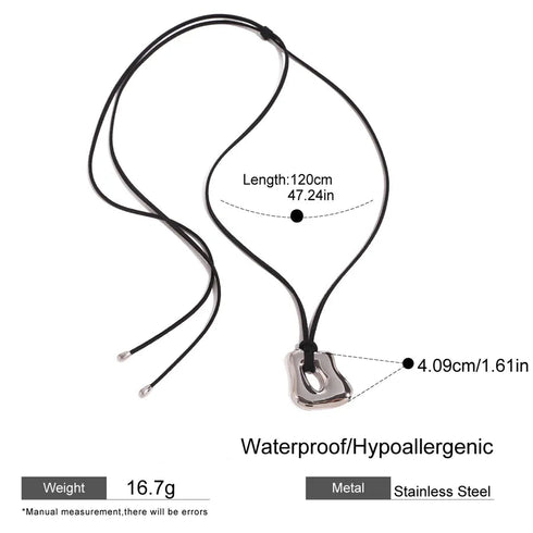 Artistic Geometric 304 Stainless Steel Wax rope Pendant Necklace