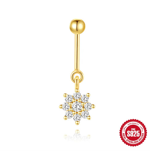 S925 Sterling Silver Love Moon Diamond Flower Vertical Bead Puncture Thread Ear Nail Hot Ear Jewelry