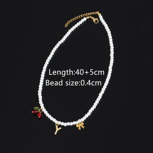Elegant Classic Style Letter Cherry Artificial Pearl Necklaces Wholesale