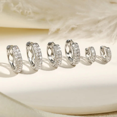 Fashionable Bubble Leaf Zircon Ear Cuff Ultra Shiny Stylish Earring Women's Geometric Pattern Stainless Steel Hoop Earrings