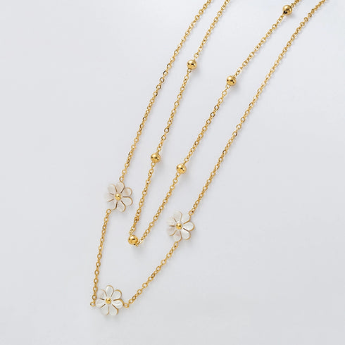 Stainless Steel 18K Gold Plated Sweet Simple Style Plating Inlay Daisy Shell