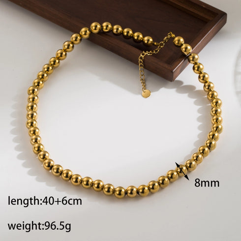 Solid color 18k gold plated beaded necklaces