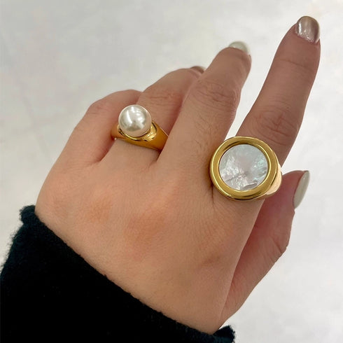 18K Gold Plated Shell Rings