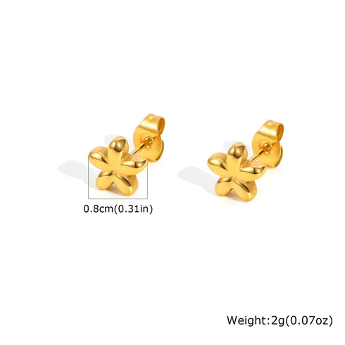 Sweet Miniature Stainless Steel Flower Earrings For Girls 18K Gold Plated Geometric Pattern Vacuum Electroplating Casual Style