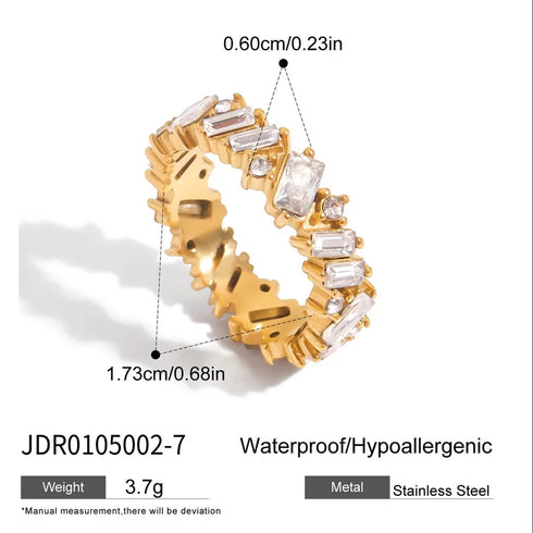 PVD Coated Real Gold Plated Irregular Steel Basic Waterproof Non Tarnish Rings