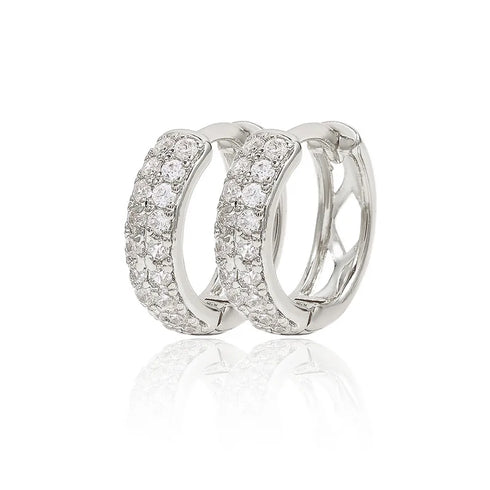 Fashionable Bubble Leaf Zircon Ear Cuff Ultra Shiny Stylish Earring Women's Geometric Pattern Stainless Steel Hoop Earrings