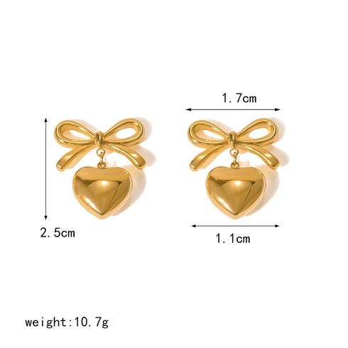 Heart Shape Bow Knot 18K Gold Plated