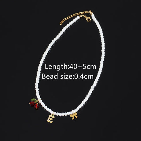 Elegant Classic Style Letter Cherry Artificial Pearl Necklaces Wholesale