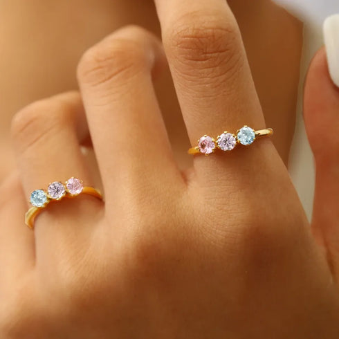 Elegant Fashion Simple High-Grade Inlaid Zircon Ring Stainless Steel 18K Gold Plating Women's Ring Exquisite Female Ornament