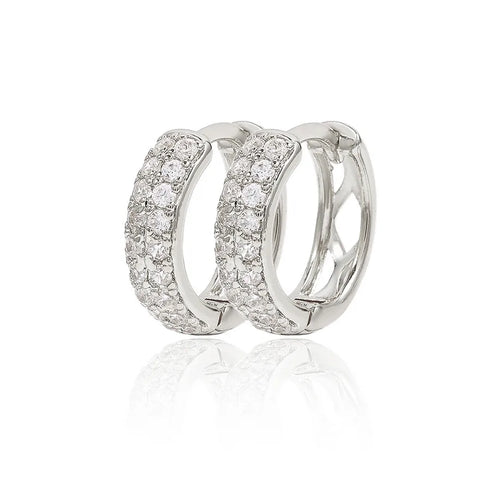 Fashionable Bubble Leaf Zircon Ear Cuff Ultra Shiny Stylish Earring Women's Geometric Pattern Stainless Steel Hoop Earrings