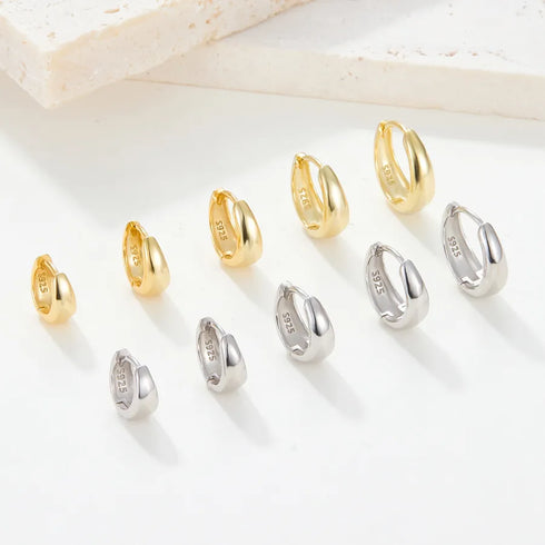 1 Set 925 Sterling Silver Solid Color K Gold Plated White Gold Plated Earrings